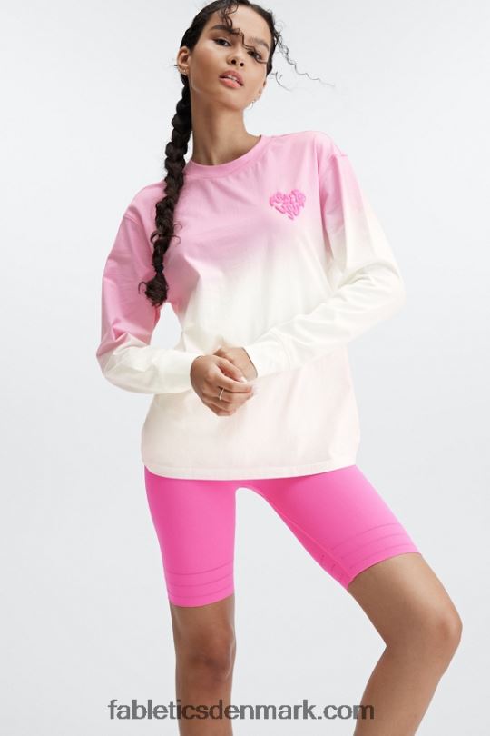Fabletics Kvinder kæreste langærmet t-shirt PNX2T2606 søde pink/hvid