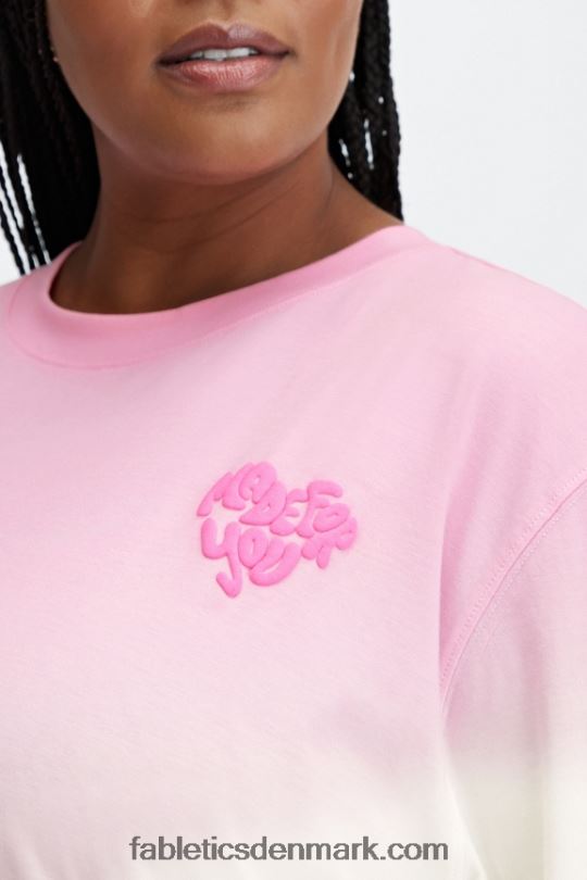 Fabletics Kvinder kæreste langærmet t-shirt PNX2T2607 søde pink/hvid