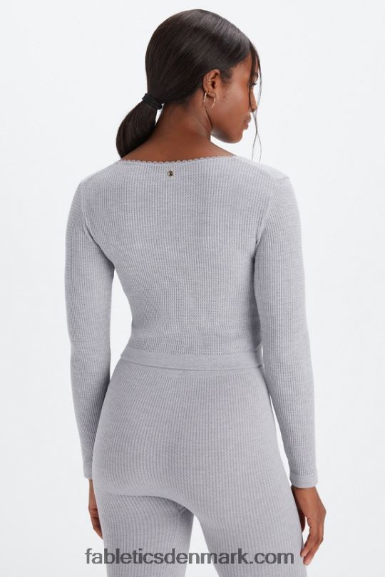 Fabletics Kvinder kabelstrikket langærmet top PNX2T2610 klassisk grå lyng