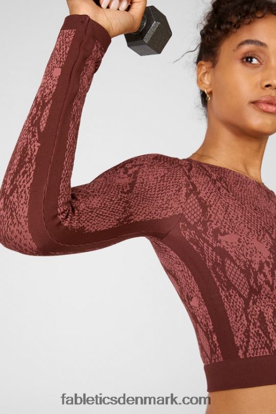 Fabletics Kvinder kamila sømløs langærmet top PNX2T2682 kirsebær mokka krybdyr/kløft
