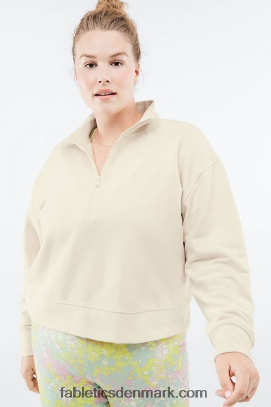 Fabletics Kvinder kat pullover med halv lynlås PNX2T2693 tapioka