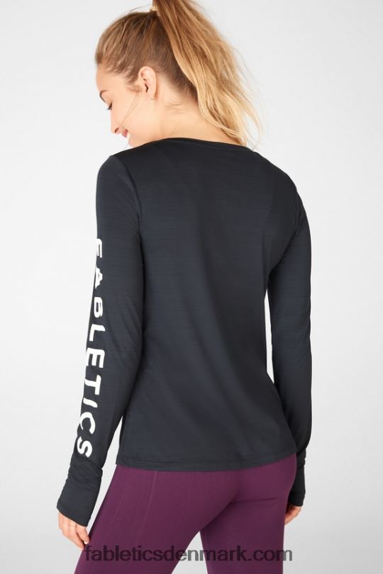 Fabletics Kvinder øko-bevidst grafisk langærmet t-shirt PNX2T2703 sort hvid