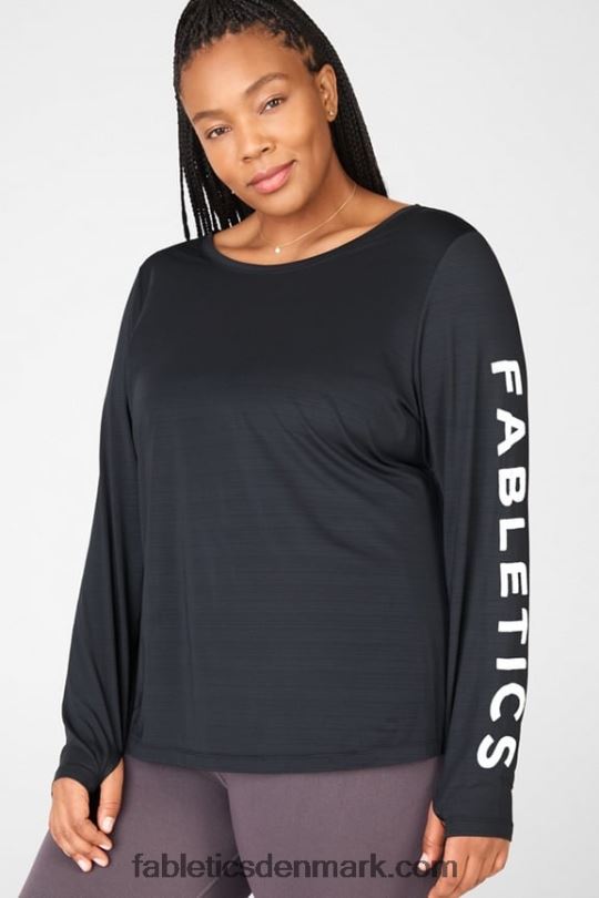 Fabletics Kvinder øko-bevidst grafisk langærmet t-shirt PNX2T2704 sort hvid