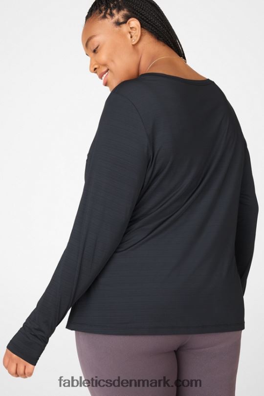 Fabletics Kvinder øko-bevidst grafisk langærmet t-shirt PNX2T2704 sort hvid