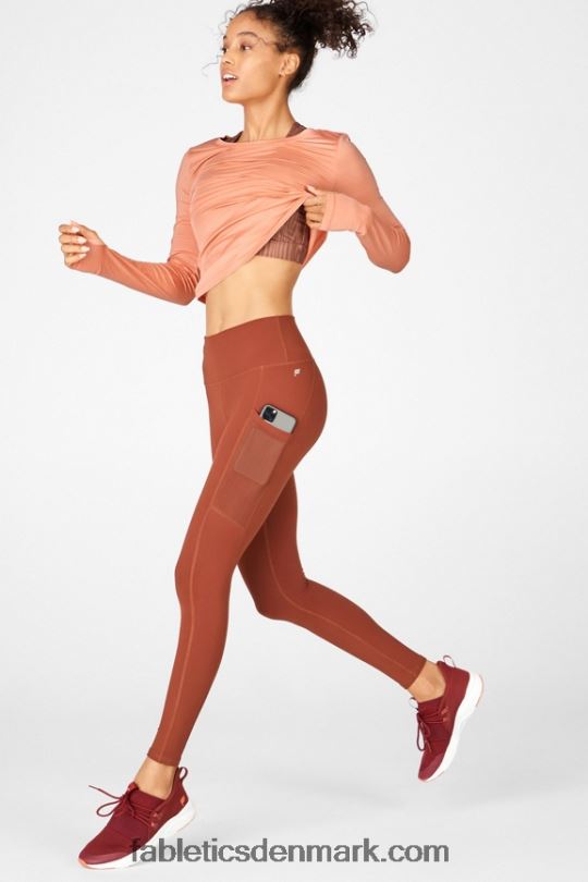 Fabletics Kvinder øko-bevidst langærmet t-shirt PNX2T2717 ferskenagtig