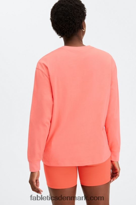 Fabletics Kvinder langærmet kæreste t-shirt PNX2T2664 støvet inferno