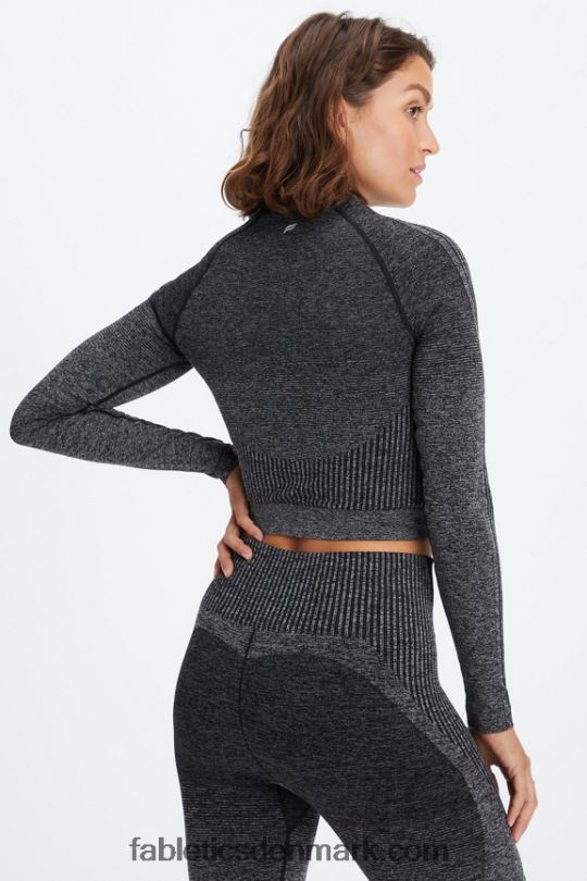 Fabletics Kvinder ombre sømløs langærmet top PNX2T2641 sort/mineralgrå