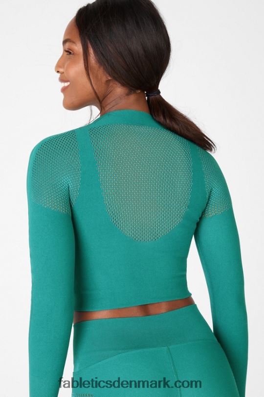 Fabletics Kvinder peyton sculptstrikket langærmet top PNX2T2706 blød fyr/rolighed