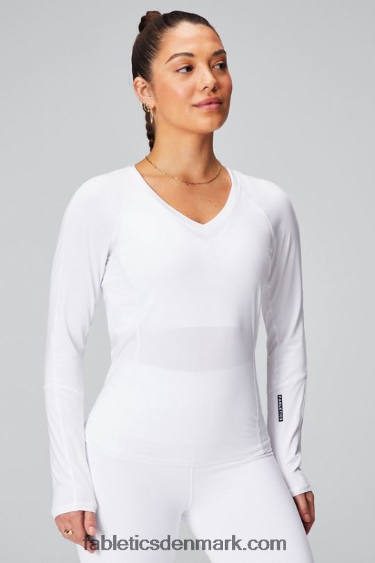 Fabletics Kvinder phoenix lite langærmet top PNX2T2611 klassisk hvid/sort knockout