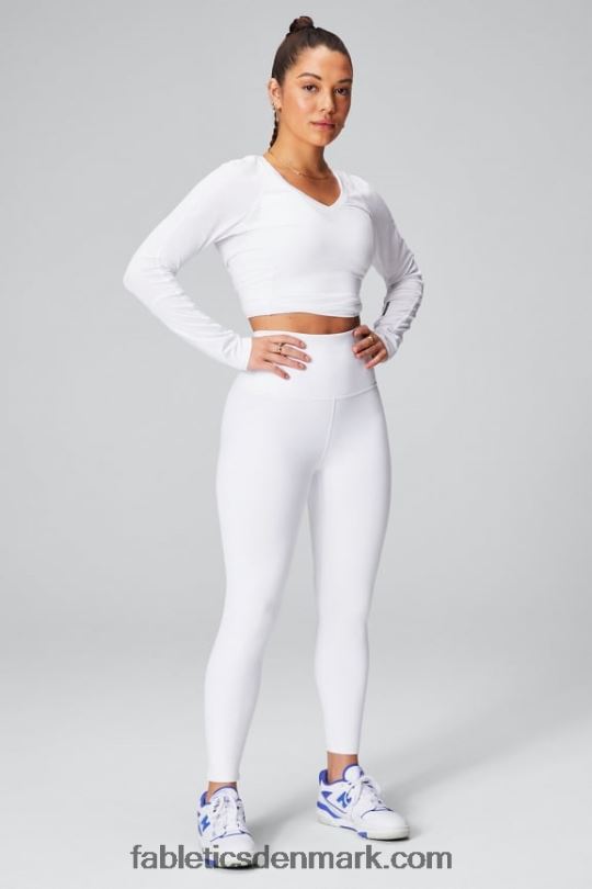 Fabletics Kvinder phoenix lite langærmet top PNX2T2611 klassisk hvid/sort knockout