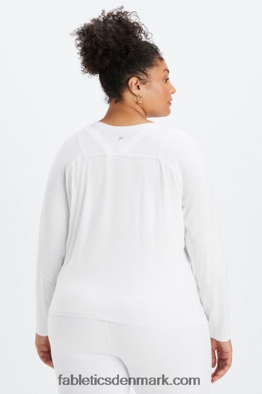 Fabletics Kvinder phoenix lite langærmet top PNX2T2612 klassisk hvid/sort knockout