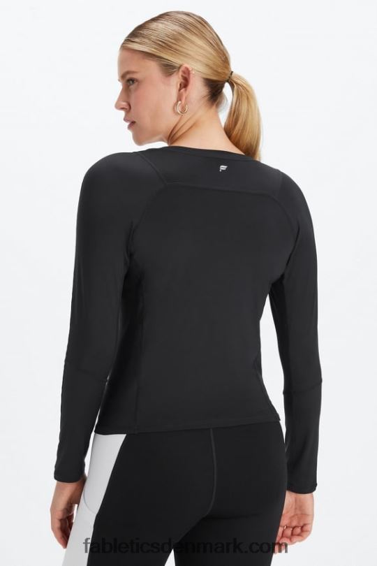 Fabletics Kvinder phoenix lite langærmet top med v-hals PNX2T2590 sort/klassisk hvid knockout