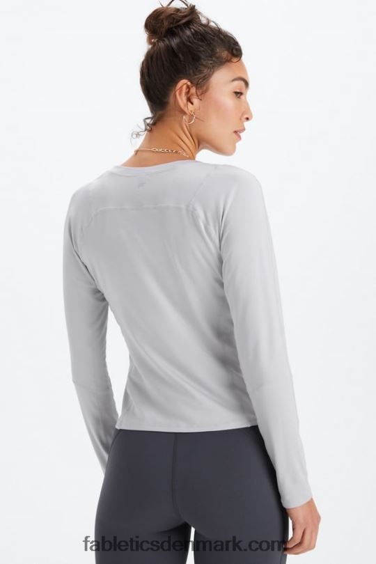 Fabletics Kvinder phoenix lite langærmet top med v-hals PNX2T2591 mineralgrå/sort knockout