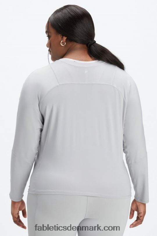 Fabletics Kvinder phoenix lite langærmet top med v-hals PNX2T2592 mineralgrå/sort knockout