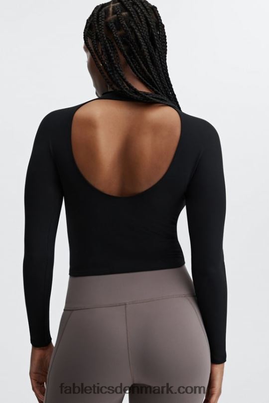 Fabletics Kvinder rubin sculptknit langærmet åben ryg PNX2T2669 sort