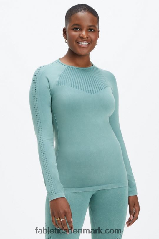 Fabletics Kvinder sync sømløs langærmet top PNX2T2594 vasket arktisk bølge