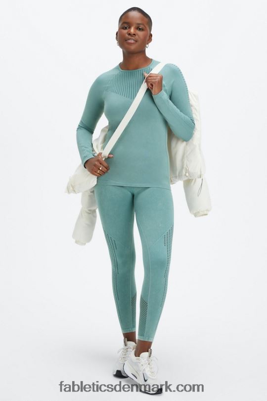 Fabletics Kvinder sync sømløs langærmet top PNX2T2594 vasket arktisk bølge