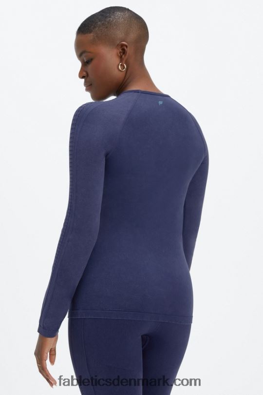 Fabletics Kvinder sync sømløs langærmet top PNX2T2595 vasket dyb navy