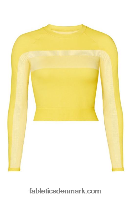 Fabletics Kvinder tory cropped sømløs langærmet top PNX2T2730 levende gul/hvid