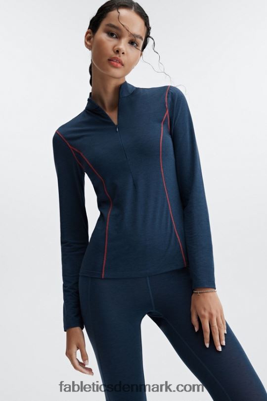 Fabletics Kvinder uld baselag langærmet halv lynlås PNX2T2633 blå novalyng