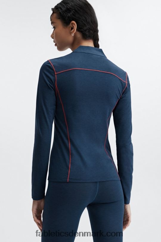 Fabletics Kvinder uld baselag langærmet halv lynlås PNX2T2633 blå novalyng