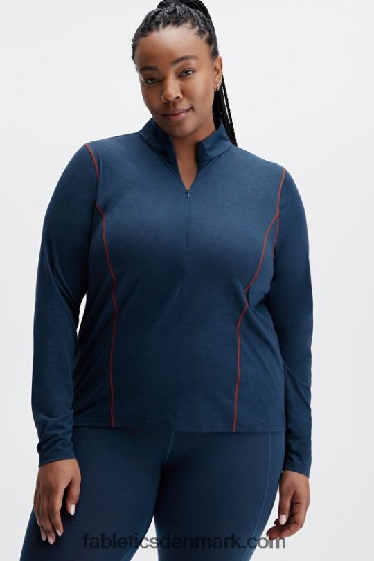 Fabletics Kvinder uld baselag langærmet halv lynlås PNX2T2634 blå novalyng