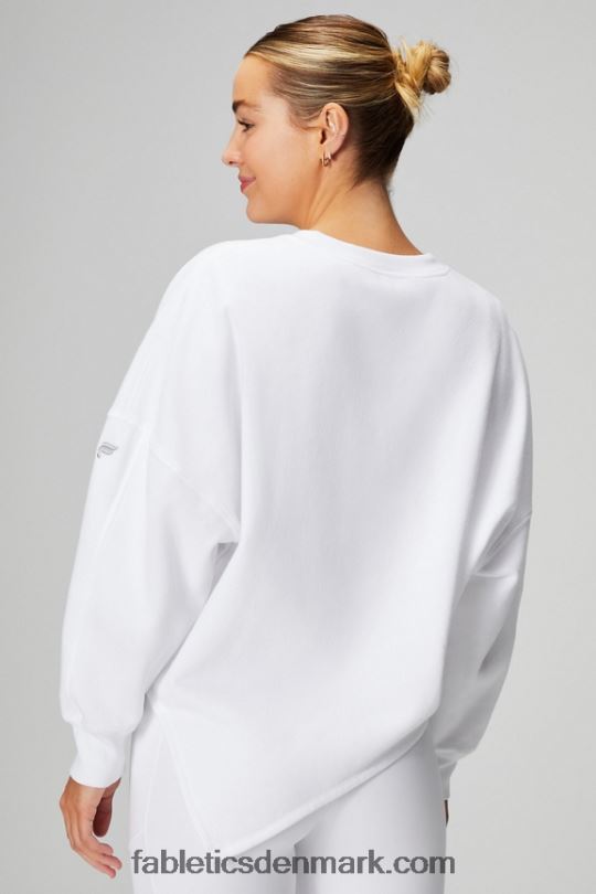 Fabletics Kvinder asymmetrisk sweatshirt i forever fleece PNX2T2461 klassisk hvid/mineralgrå
