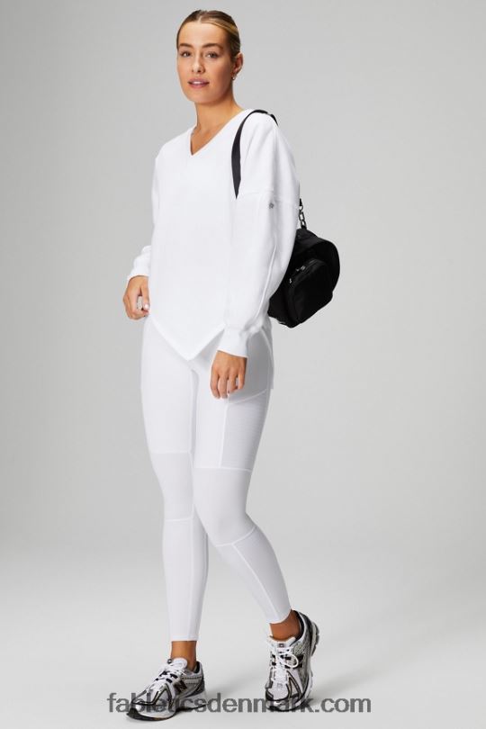 Fabletics Kvinder asymmetrisk sweatshirt i forever fleece PNX2T2461 klassisk hvid/mineralgrå