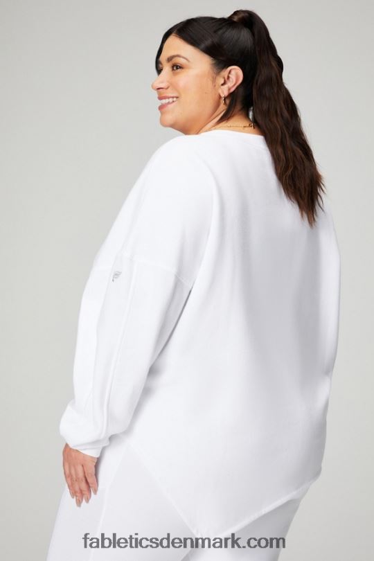 Fabletics Kvinder asymmetrisk sweatshirt i forever fleece PNX2T2462 klassisk hvid/mineralgrå