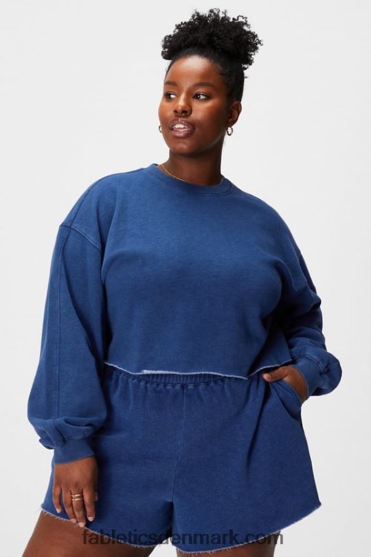 Fabletics Kvinder beskåret crewneck PNX2T2435 vasket indigo