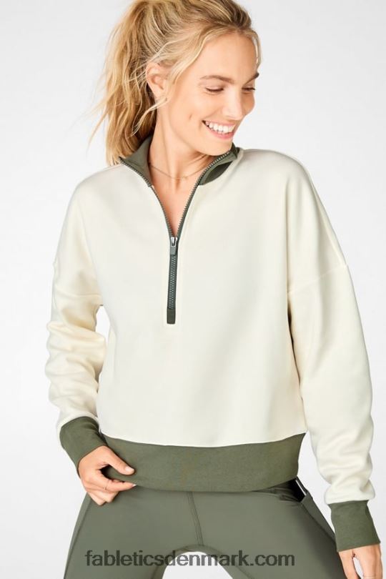 Fabletics Kvinder catarina trøje med halv lynlås i mock-hals PNX2T2531 hvid due/safari