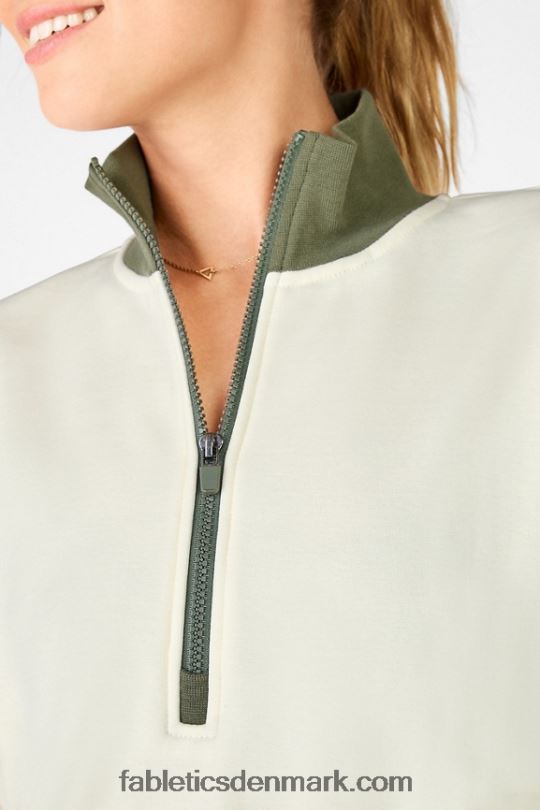 Fabletics Kvinder catarina trøje med halv lynlås i mock-hals PNX2T2531 hvid due/safari