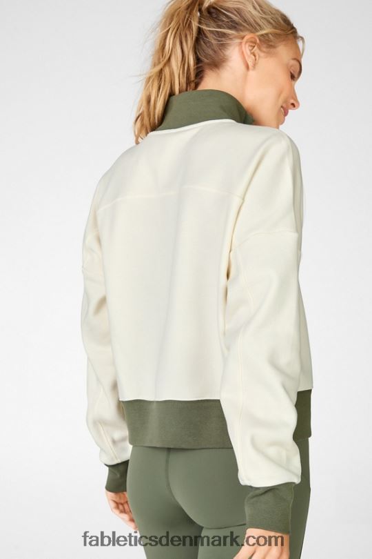 Fabletics Kvinder catarina trøje med halv lynlås i mock-hals PNX2T2531 hvid due/safari