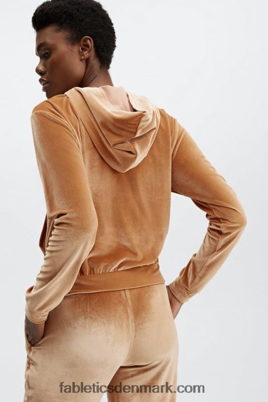 Fabletics Kvinder donna velour hættetrøje PNX2T2505 let honning