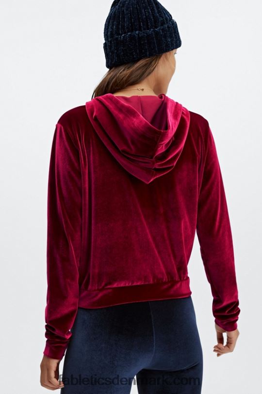 Fabletics Kvinder donna velour hættetrøje PNX2T2508 kirsebær brast