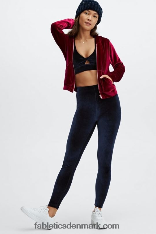 Fabletics Kvinder donna velour hættetrøje PNX2T2508 kirsebær brast