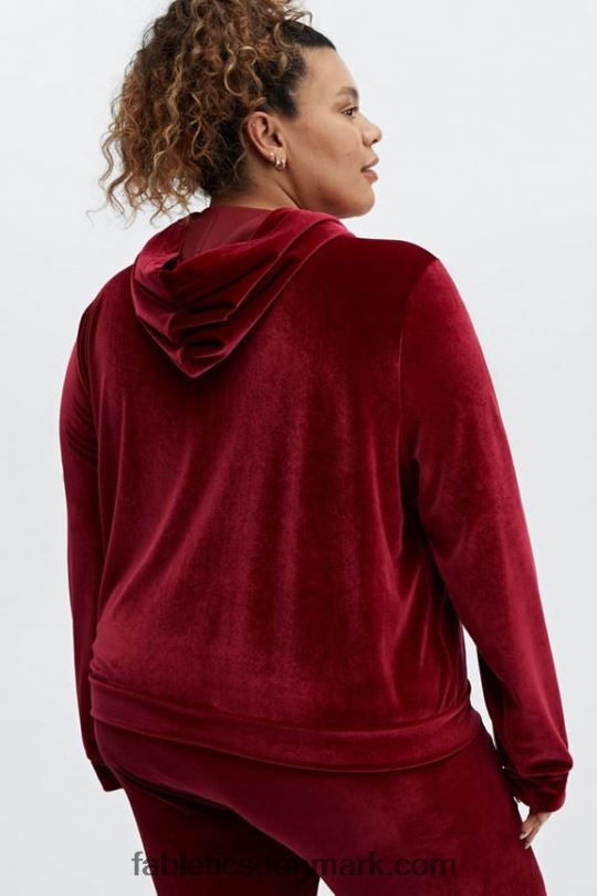 Fabletics Kvinder donna velour hættetrøje PNX2T2509 kirsebær brast