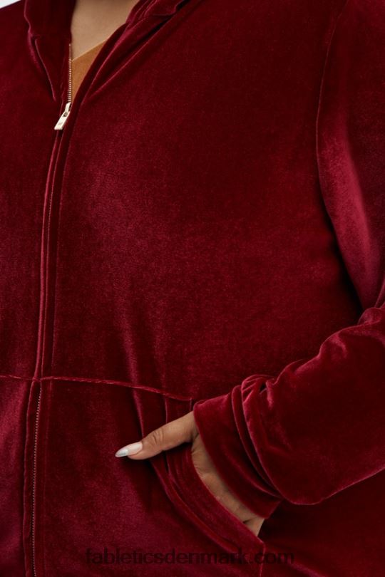 Fabletics Kvinder donna velour hættetrøje PNX2T2509 kirsebær brast