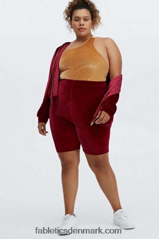 Fabletics Kvinder donna velour hættetrøje PNX2T2509 kirsebær brast