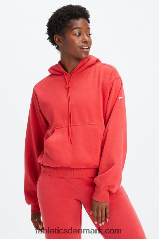 Fabletics Kvinder forever fleece hættetrøje PNX2T2492 vasket elektrisk kirsebær/hvid