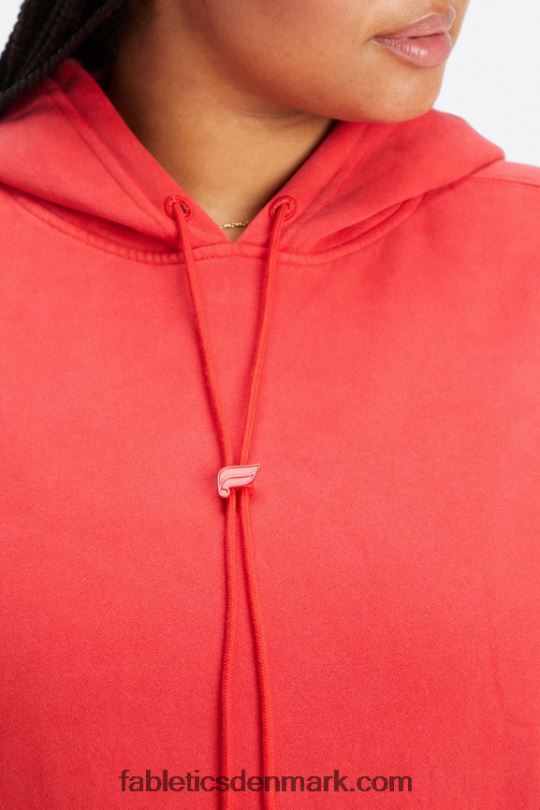 Fabletics Kvinder forever fleece hættetrøje PNX2T2493 vasket elektrisk kirsebær/hvid