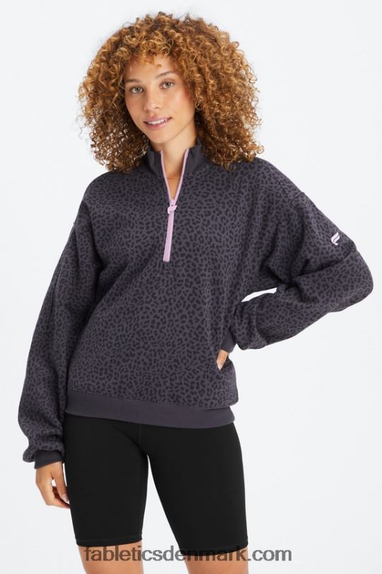 Fabletics Kvinder forever fleece sweatshirt med 1/2 lynlås PNX2T2498 tofarvet leopard/orkidé i tin