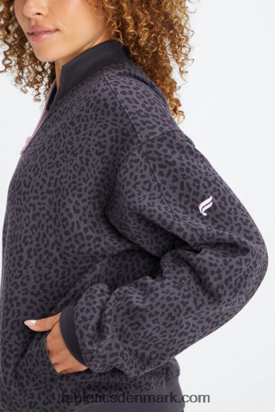 Fabletics Kvinder forever fleece sweatshirt med 1/2 lynlås PNX2T2498 tofarvet leopard/orkidé i tin