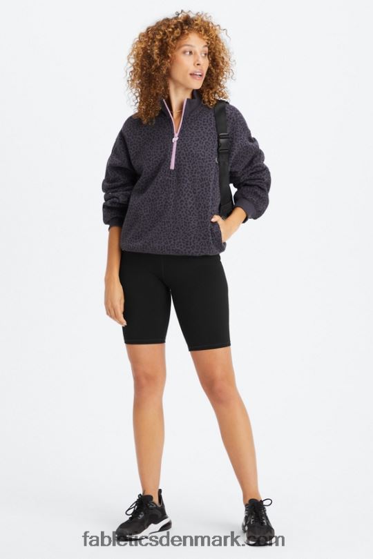 Fabletics Kvinder forever fleece sweatshirt med 1/2 lynlås PNX2T2498 tofarvet leopard/orkidé i tin