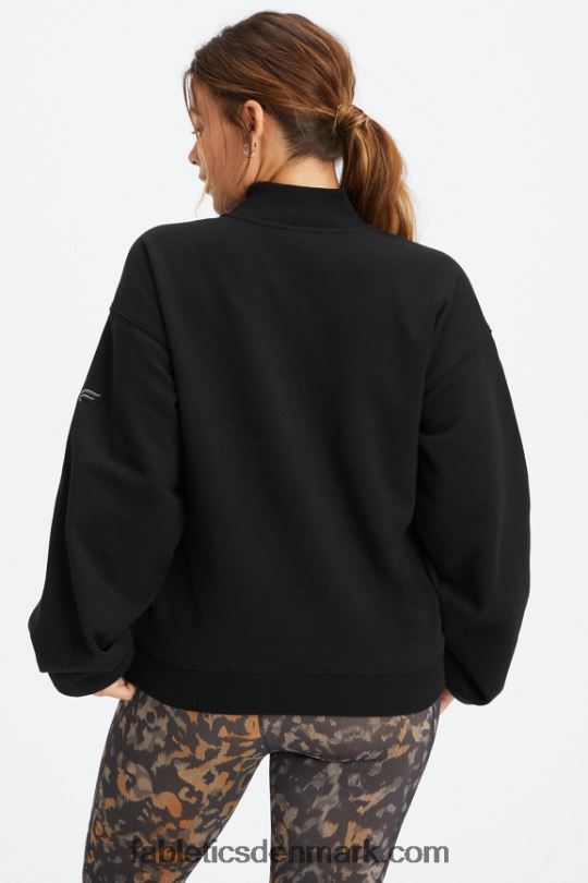 Fabletics Kvinder forever fleece sweatshirt med 1/2 lynlås PNX2T2499 sort/tin