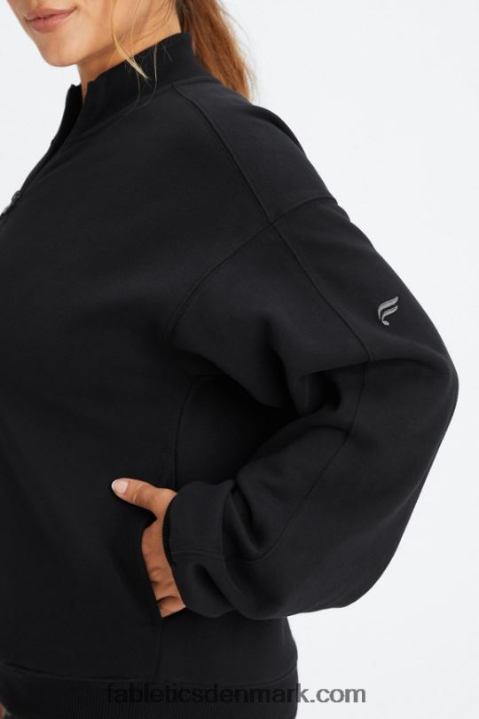 Fabletics Kvinder forever fleece sweatshirt med 1/2 lynlås PNX2T2499 sort/tin