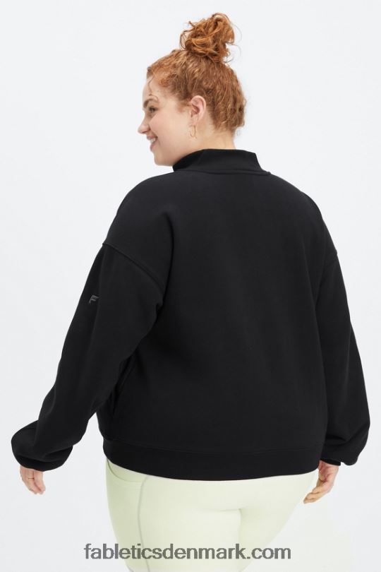 Fabletics Kvinder forever fleece sweatshirt med 1/2 lynlås PNX2T2500 sort/tin
