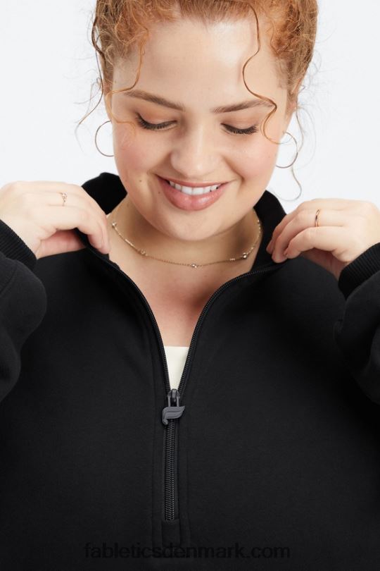 Fabletics Kvinder forever fleece sweatshirt med 1/2 lynlås PNX2T2500 sort/tin