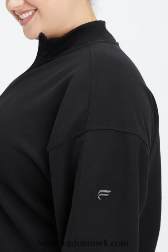 Fabletics Kvinder forever fleece sweatshirt med 1/2 lynlås PNX2T2500 sort/tin