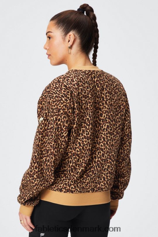Fabletics Kvinder forever fleece sweatshirt med rund hals PNX2T2455 bølget gepard/lime sorbet